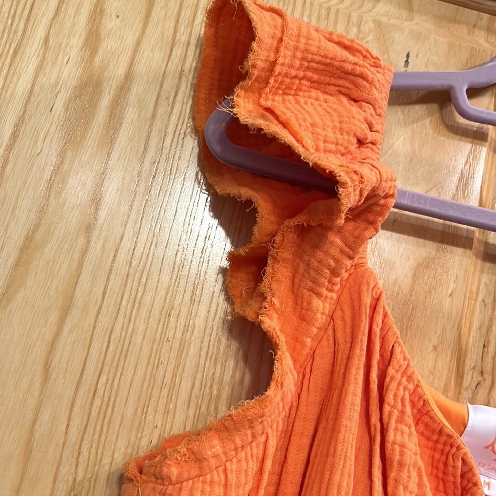 Orange and White Tiered Dress - Picture 5 of 9